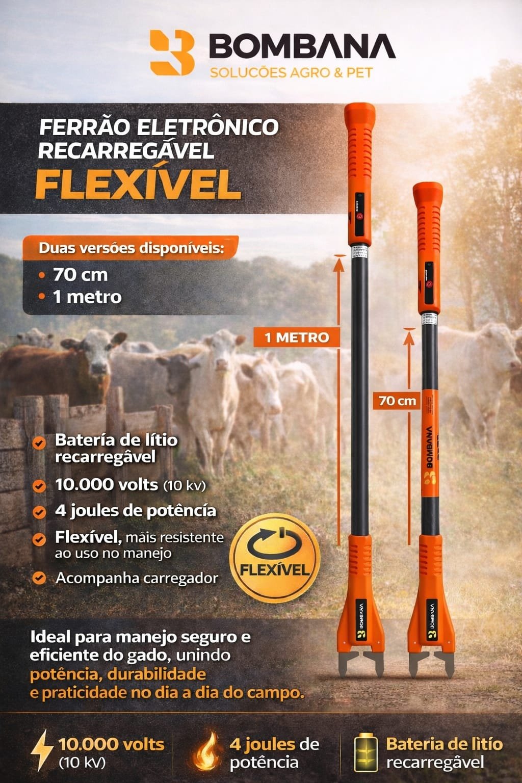 Produtos para cerca elétrica distribuídos em loja agropecuária parceira
